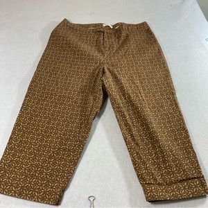 Coldwater Creek Print Brown Capris Size 18W Zipper Woman’s Casual Capri Pants